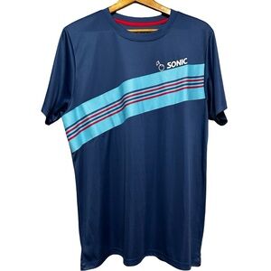 Sonic Drive-In Employee Work Shirt Large Blue Performance Tee Uniform Top